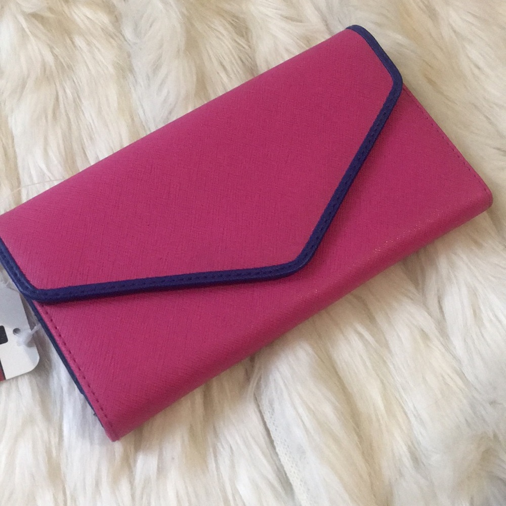 Navy blue and hot pink wallet